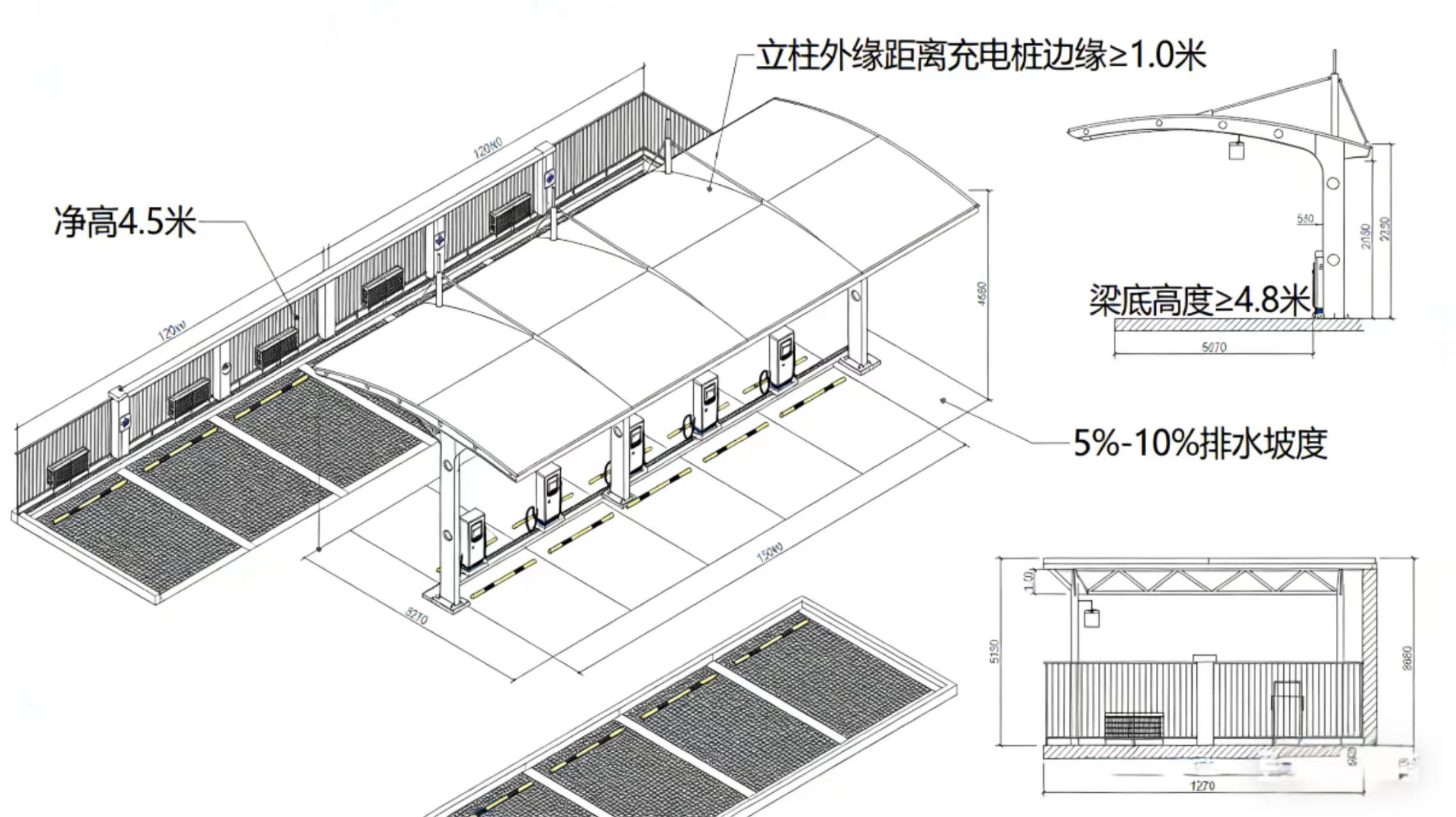 120kw充电桩雨棚多高